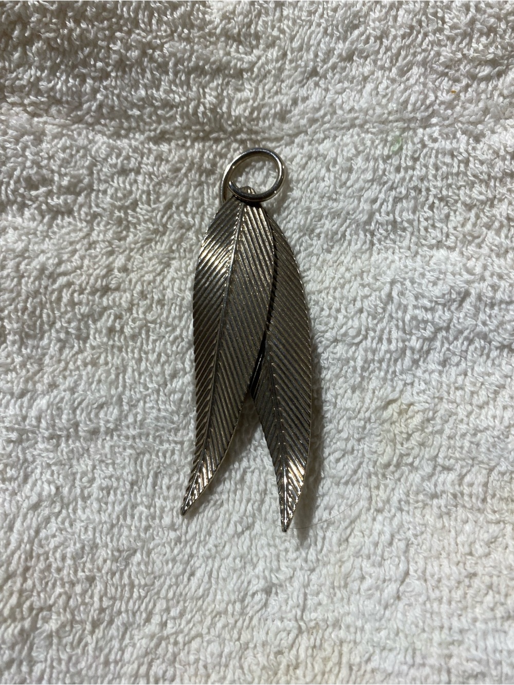 Silver Tone Double Feather Pendant (RR)